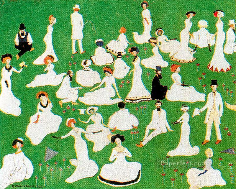 rest society in top hats 1908 Kazimir Malevich Oil Paintings